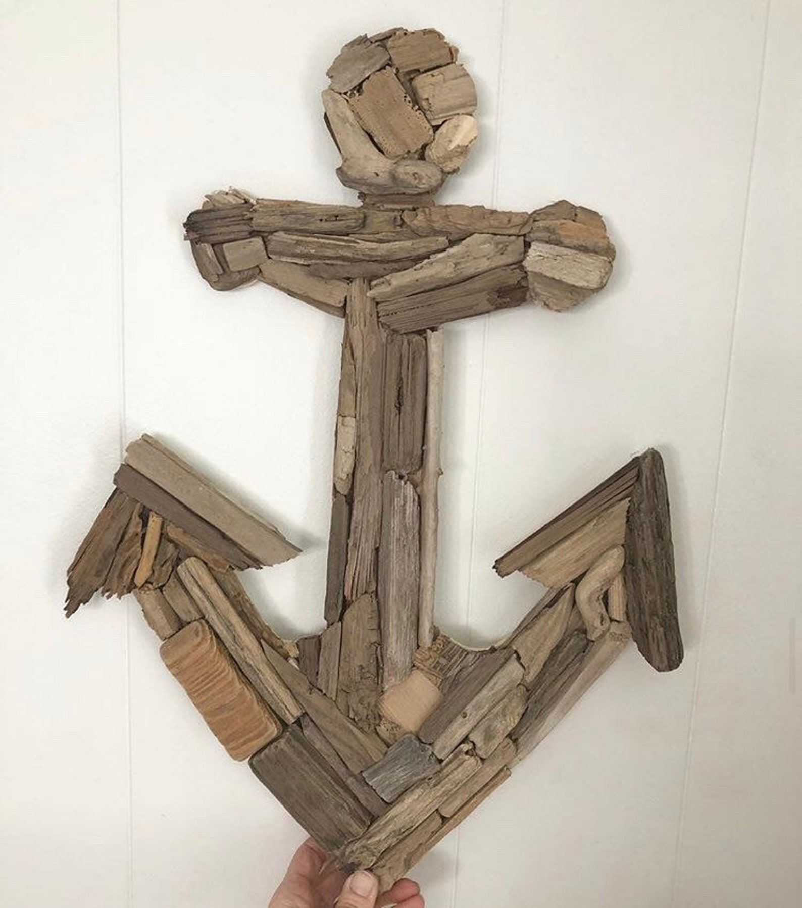 Driftwood Anchor Made to Order Upcycled Beach Decor Fish Etsy