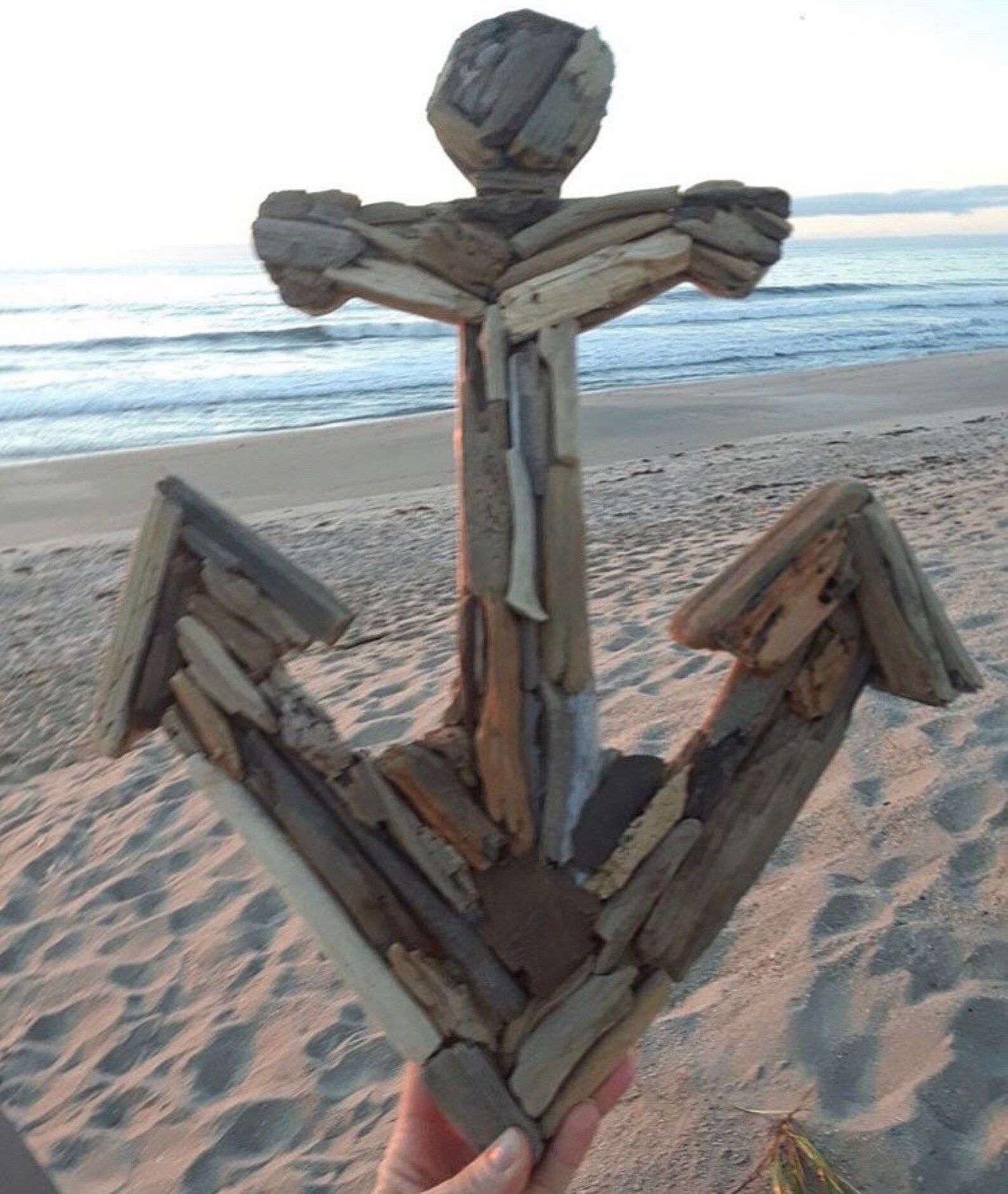 Driftwood Anchor Made to Order Upcycled Beach Decor Fish Etsy