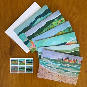 Open Waves Grußkarten-Set | Sechs leere Grußkarten mit Aufklebern | Inspirierende Kunst Stationär | Variantenpackung