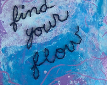 Find Your Flow Mantra Painting | Original Artwork | Square Framed Art