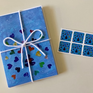 Meditatieharten wenskaarten | Enkele blanco kaart of set van 6 notitiekaarten | Kleurrijk briefpapier