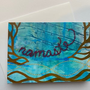 de voeux Namaste | Une seule carte de correspondance vierge | Note d'amitié | Papeterie artistique inspirante