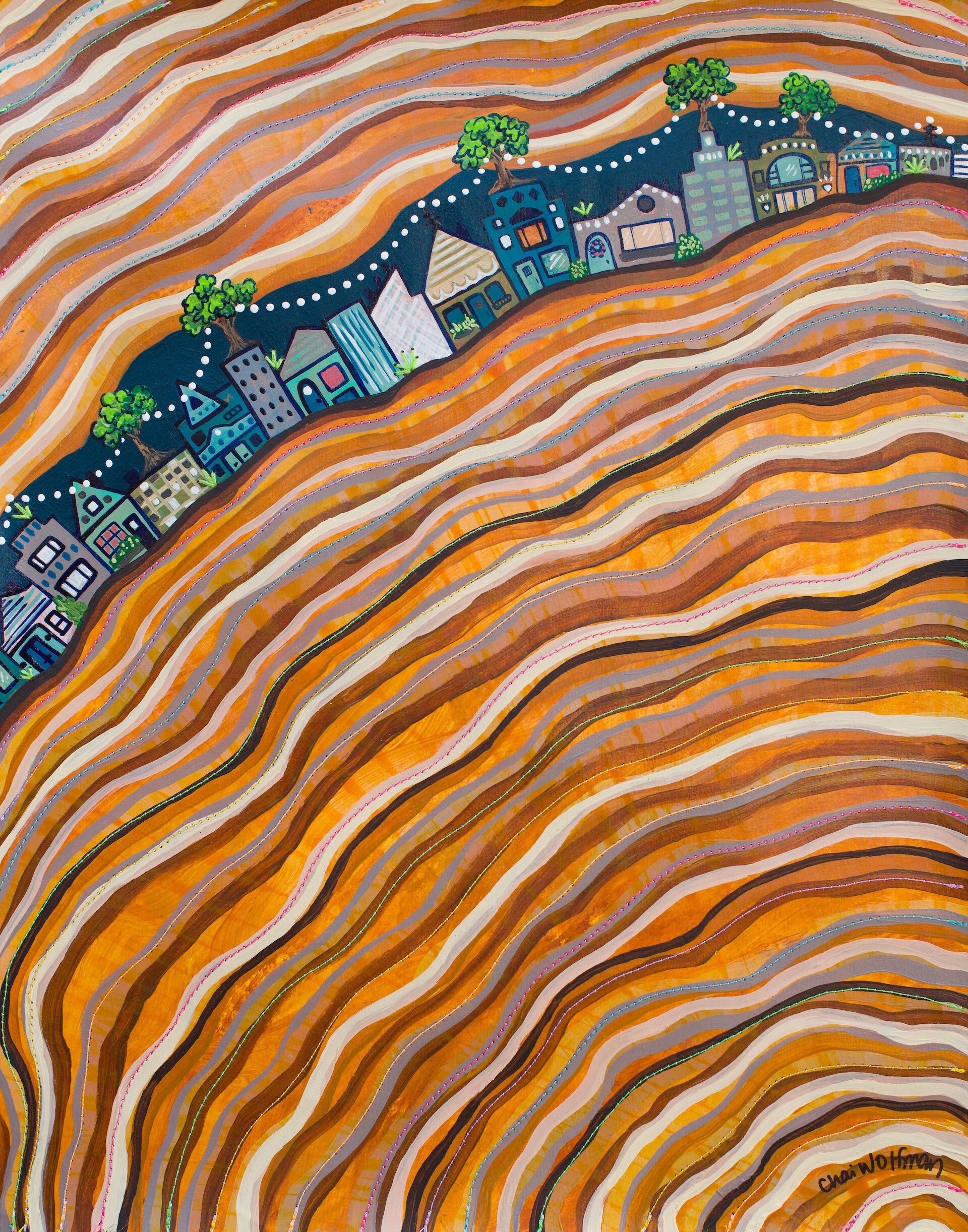 Fine Art Print Titled This Is Our Time | Whimsical Tree Ring Artwork | Imagined City Painting