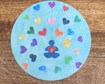 Meditation Hearts - 3 inch round sticker