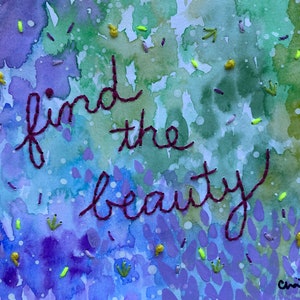 Find the Beauty, dipinto originale, opera d’arte su supporti misti, piccola arte incorniciata