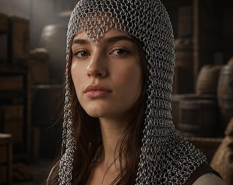 Handmade Medieval Chainmail Coif – Viking Knight Steel Hood for LARP & Reenactment Costume