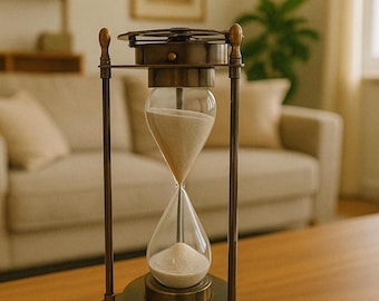 Brass Sand Timer Hourglass Compass | Antique Nautical Decor | Sundial Maritime Gift