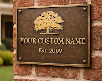 Placa de bronce personalizada / Señalización duradera para exteriores y negocios / Marcador de propiedad histórica