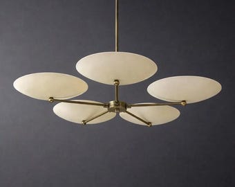 ミッドセンチュリー・スプートニク・シャンデリア｜真鍮製5灯シーリングライト｜モダンなゴールドペンダント照明器具