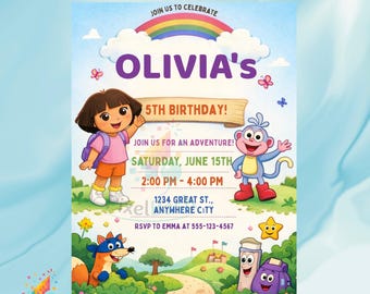 Cartoon Geburtstagseinladung Digitaler Download