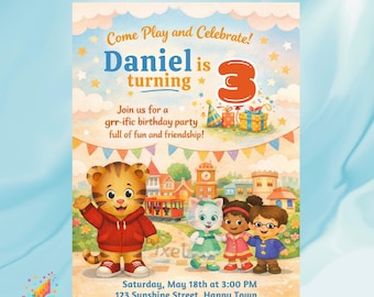 Cartoon Tiger Geburtstagseinladung Digitaler Download