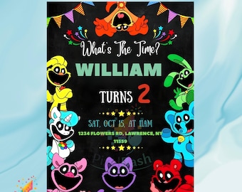 Cartoon Regenbogen Geburtstagseinladung Digitaler Download