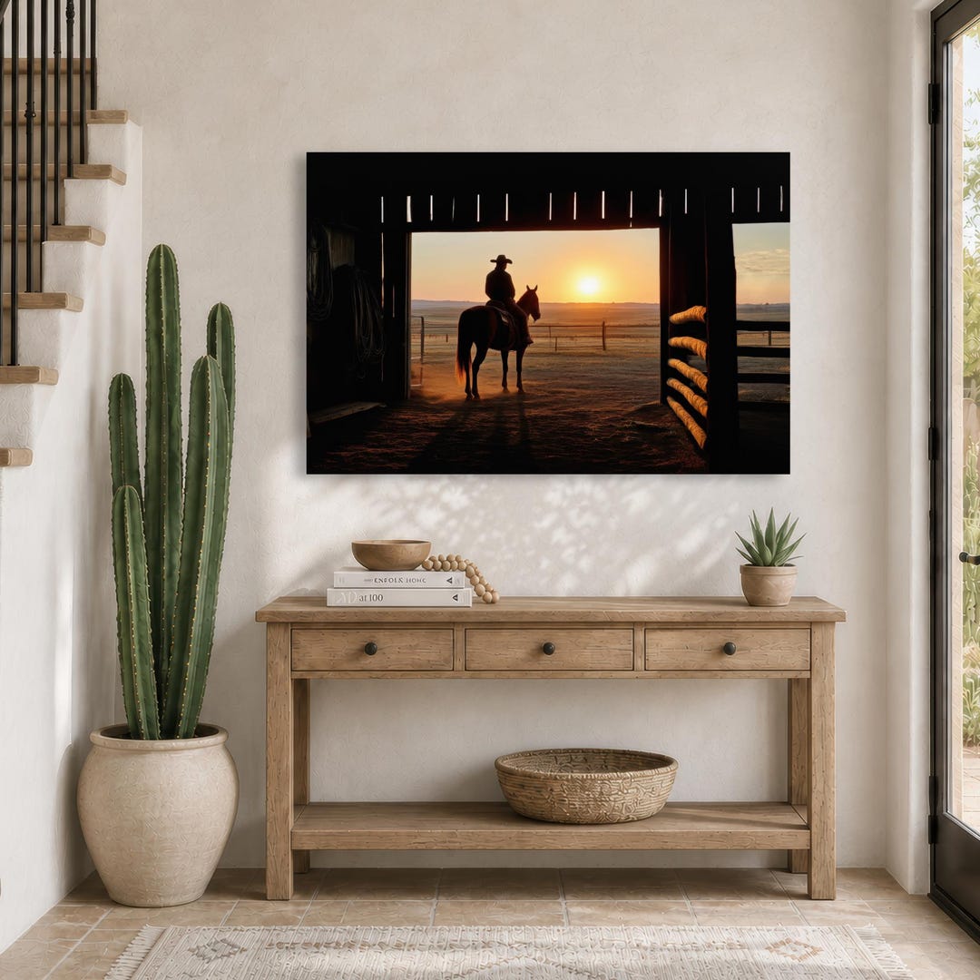 Western Wall Art Cowboy Canvas Print Rustic Ranch Decor Horse ...