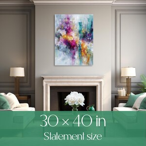 Contemporary Colorful Abstract Wall Art Modern Canvas Painting Joyful Statement Artwork for Living Room Bedroom Art Gift for Mother or Wife image 9