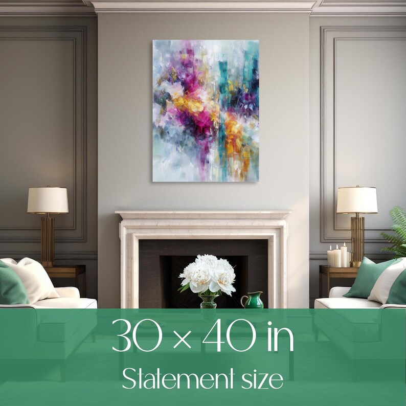 Contemporary Colorful Abstract Wall Art Modern Canvas Painting Joyful Statement Artwork for Living Room Bedroom Art Gift for Mother or Wife image 9