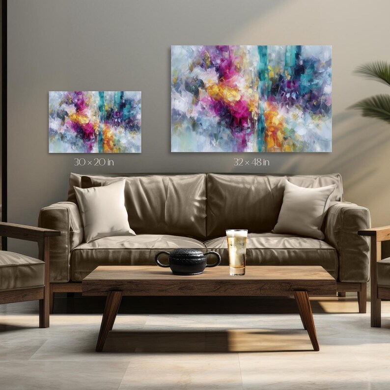 Contemporary Colorful Abstract Wall Art Modern Canvas Painting Joyful Statement Artwork for Living Room Bedroom Art Gift for Mother or Wife image 12