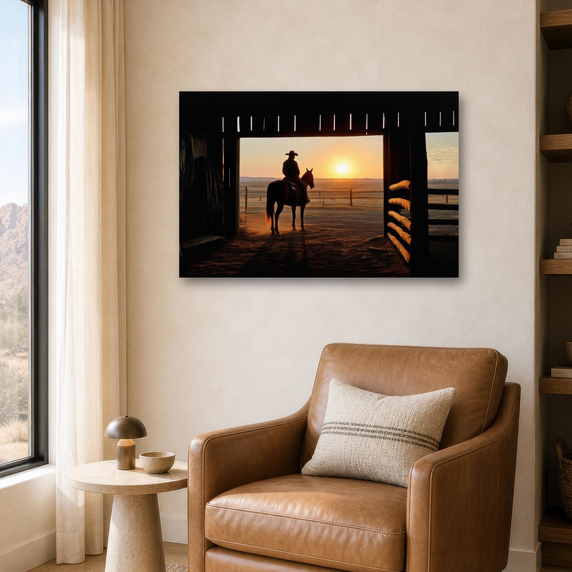 Western Wall Art Cowboy Canvas Print Rustic Ranch Decor Horse ...