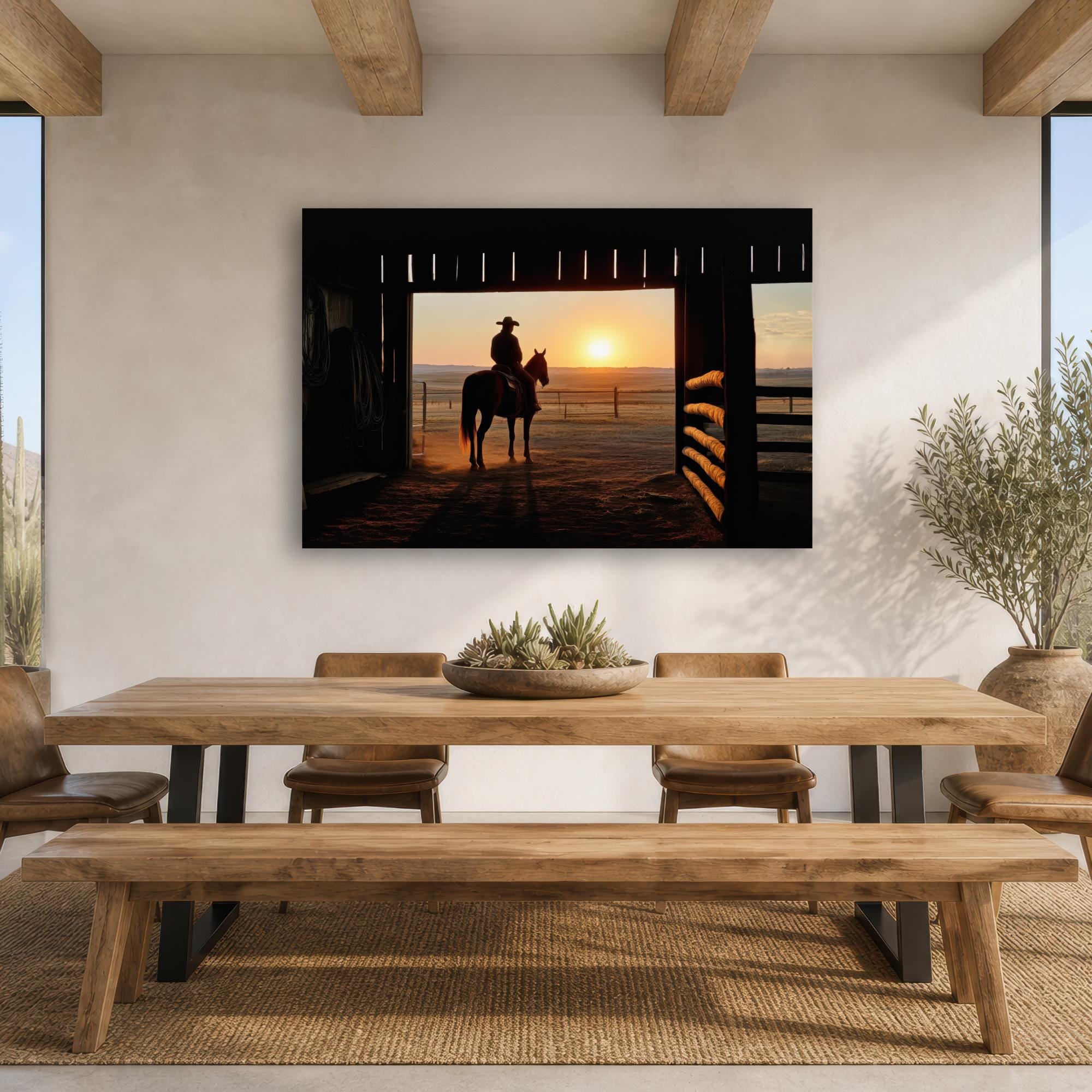 Western Wall Art Cowboy Canvas Print Rustic Ranch Decor Horse ...