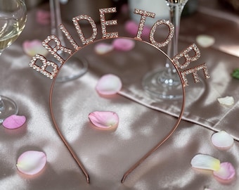 Bride To Be Headband Rose Gold, Hen Party Headband, Bridal Shower Tiara, Bachelorette Accessories UK