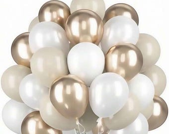 Chrome Gold & Pearl Ivory Balloons for Elegant Party Decor | Wedding, Baby Shower, Birthday Decorations.