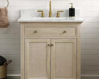 Ronnie 48-in Vanity Combo Nature Wooden with Carrara White Quartz Top