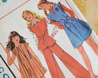 Uncut McCall's 5173 Sewing Pattern - Girls' Jumper Dress or Top and Pants - Girl Size 12