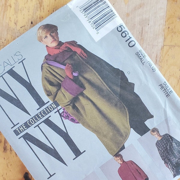 Uncut McCall's 5610 Sewing Pattern - NY NY the collection - Misses Raincoat, Tie Belt and Scarf - Size 10,12 Small