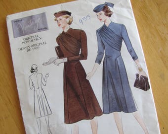 Patrón de costura Vogue 2197 sin cortar - Modelo Vintage Vogue - Vestido Misses - Talla 8