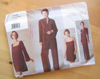 Patrón de costura de moda sin cortar 2006 - Lauren Sara - falta Petite vestido, túnica, falda y pantalón - talla 8-12