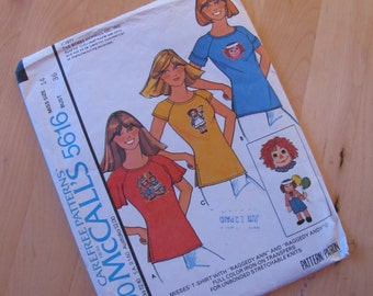 McCalls 5616 - Camiseta para mujer con transferencia de Raggedy Ann - Talla 14