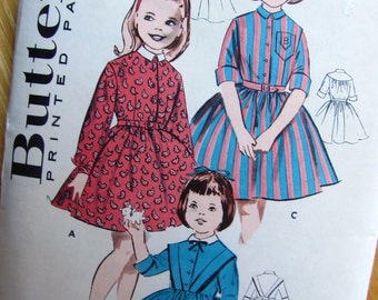 Patrón de costura Butterick 9059 sin cortar - Vestido de niña con falda larga