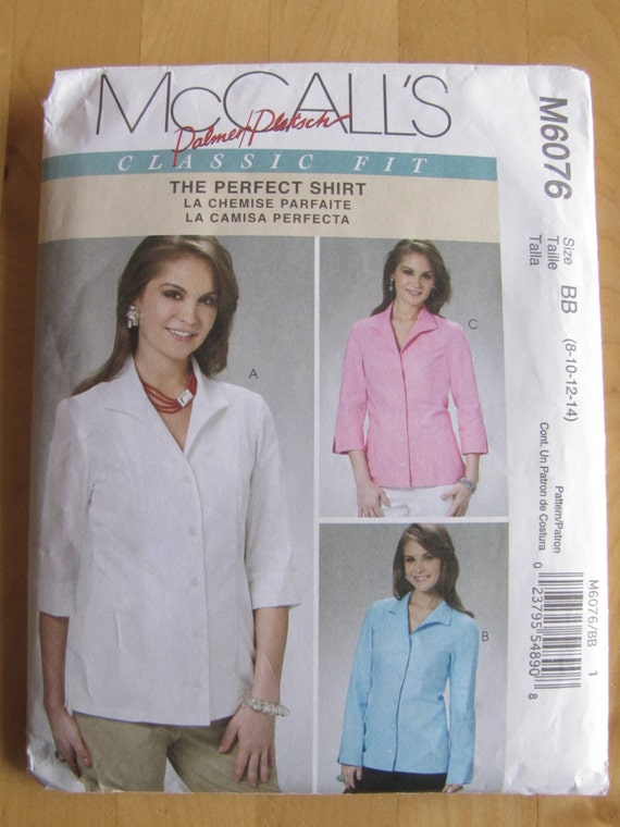 McCalls SEWING PATTERN M6076 Misses Shirts//Blouses 8-14 or 16-22