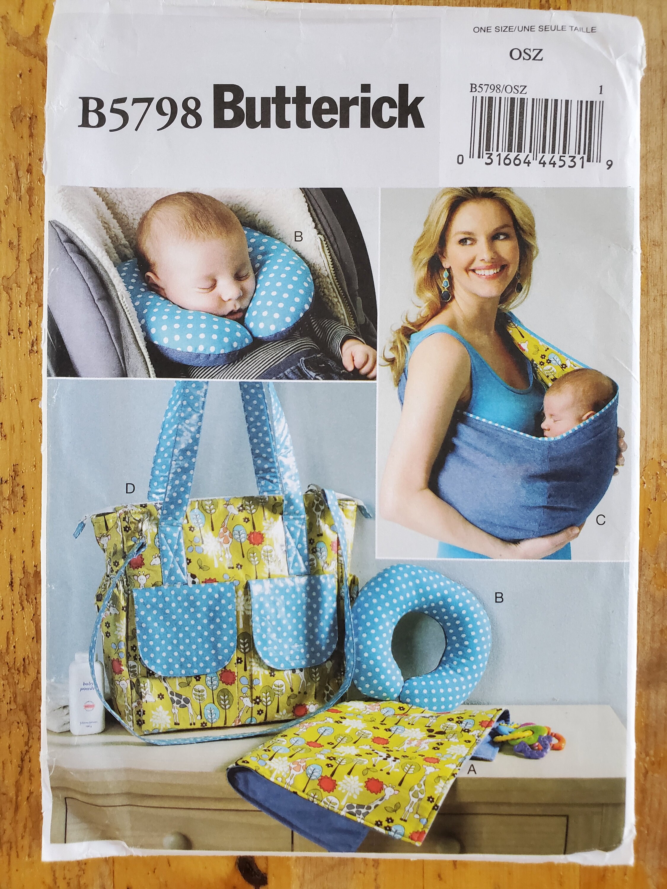Uncut Butterick Sewing Pattern Baby Changing Pad Diaper Bag Carrier