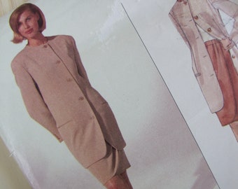 Patrón de costura Vogue 2630 sin cortar - Calvin Klein - Chaqueta y falda para mujer - Tallas 8-12