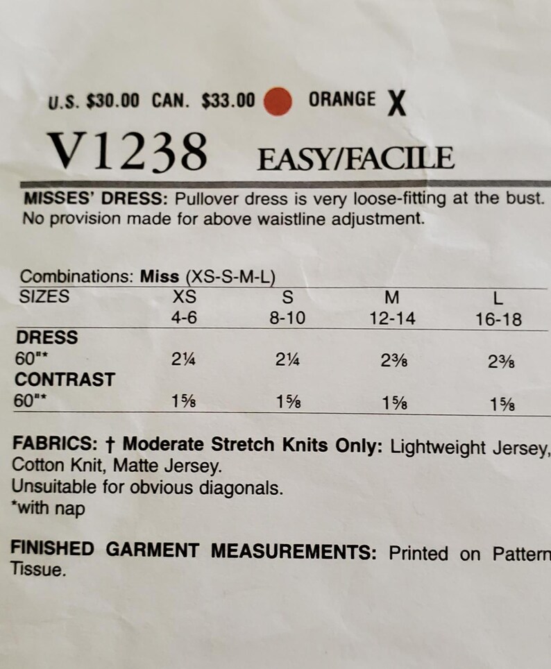 Patron De Couture VOGUE V1238 - Signé ISSEY MIYAKE - Neuf, Non Découpé - Modèle Original
