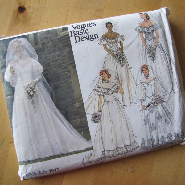 Uncut Vogue Sewing Pattern 1511 - Misses Bridal Gown  -  Size 8