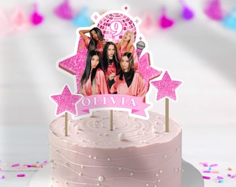 Girl Group Cake Topper, Kpop Birthday Cupcake Topper, Party Favour, Printable Girls Bday Decor, Editable Canva Template