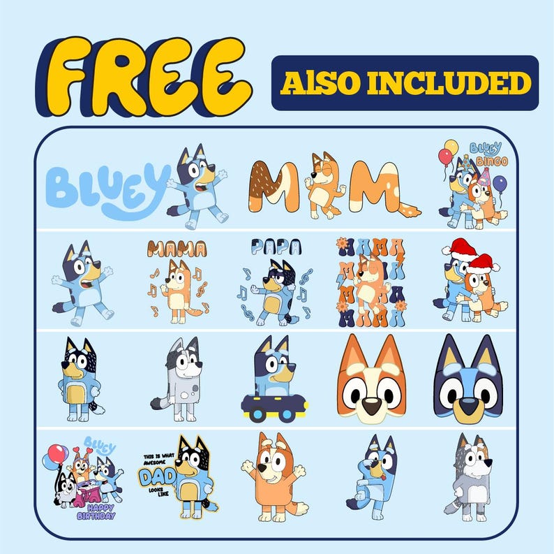 Bluey Fonts, Bluey SVG, Kids Font, Digital Font Download, Canva Logo ...
