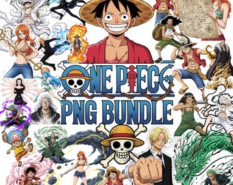 One Piece Png-paket, One Piece Clipart, Anime Piratdesigner, One Piece Digitalt Klistermärke, Manga-stilkaraktärer, Digital Nedladdning