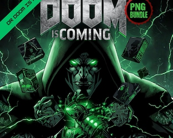 Dr Doom PNG-paket, skurk Clipart, sublimeringsdesign för seriefigurer (digital nedladdning)
