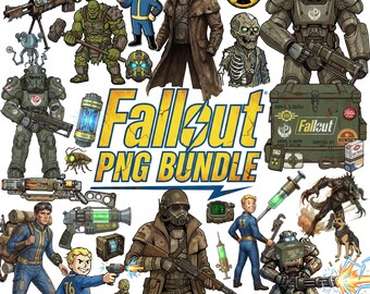 Fallout PNG-paket, Fallout, Vault Boy Brotherhood Steel PNG, Gaming DIY Craft-filer, Cricut-klistermärke digital nedladdning