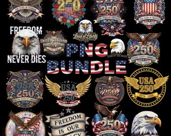 USA:s 250-årsjubileum PNG, självständighetsdagen 1776-2026, Amerikas 250:e örn, 4 juli PNG patriotisk örn png-paket