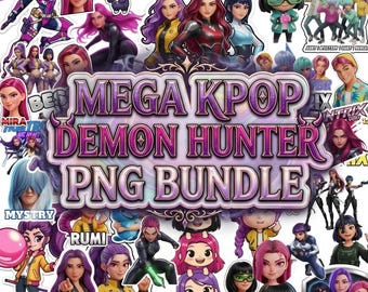 Kpop Demon Hunter PNG-paket, Huntrix-fans PNG-design, Saja Boys Girls Bands, Kpop Group-tröjadesign, Girl Dinner PNG, digital nedladdning
