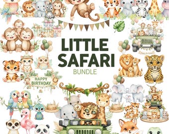 Söt Safari Clipart - söta djur - Safaridjur Png - Kommersiellt bruk - Elefant - Lejon - Giraff och många fler