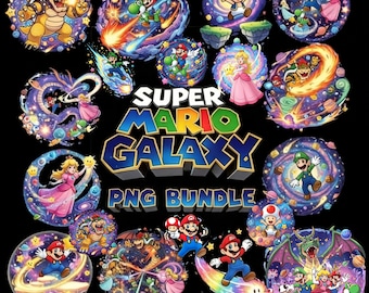 Super-Mario Galaxy PNG Bundle, Mario Galaxy High Quality PNG Images+Transparent Background, Instant Download, Mario Movie png bundle