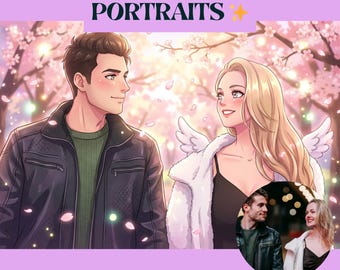Anpassat animeporträtt, personlig tecknad konst (digital nedladdning)