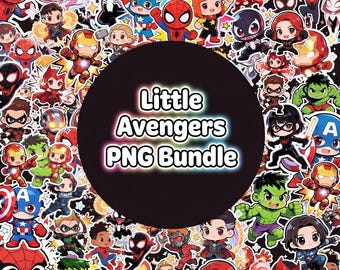 Chibi Superhjälte Clipart Bundle PNG, Roliga Karaktärer, Baby Avengers Clipart, Iron Man, Spider-Man, Png