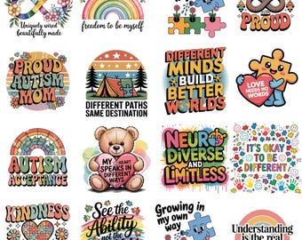 Autism PNG-paket, Autism PNG, Autism Awareness Coquette PNG, Autism Awareness PNG, Pussel Autism, Autism Mama PNG, Autism T-shirtdesigns