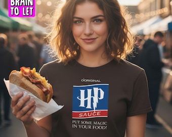 HP Sauce Harry Potter Mashup T-Shirt, Funny British Parody Tee, UK Food Humor Gift, Unisex Graphic Tee