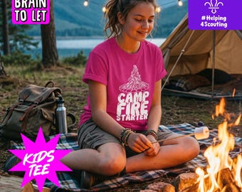 Kids Unisex Campfire Starter Tee, Scout T-Shirt, Outdoor Camping, #Helping4Scouting